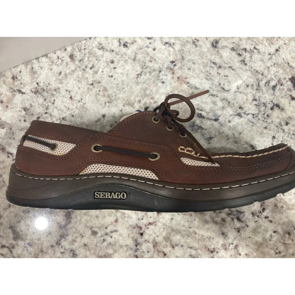 Sebago Clovehitch Boat Shoe Sz 11 M Men's  Walnut 3 Eyelet Lace Up Marine Grip
